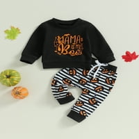 MA & Baby Halloween Toddler Boy Outfits Pismo Ispišite dukseve s dugim rukavima + bundeve tiske duge