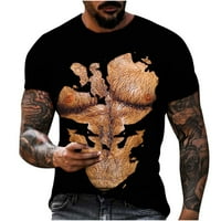 Cotonie Men Casual Okrugli izrez mišić 3D digitalni ispis Pulover Fitness Sportske kratke hlače rukave majica bluza