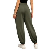 Ženske hlače Yoga Solid Boja visoka struka široka noga modna modna znojnica s džepovima za praćenje