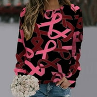 Odjeća za klirens Ženska majica za podizanje raka dojke Rollback Pink vrpce tiskani Trendy Tops Jesen