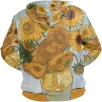 Fupoqi muns hoodie van Gogh Sunflower dugih rukava džepne koferske duksere