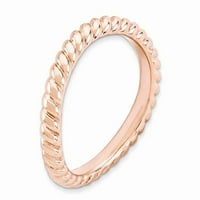 Bijeli sterling srebrni prsten za brbljenje izraza polirani val ružičaste ploče