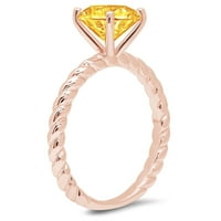2. CT sjajan okrugli rez CLEAR simulirani dijamant 18k Rose Gold Solitaire Prsten SZ 10.25