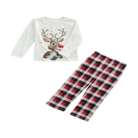 Huakaishijie božićni roditelj-dječji noćni odjećni rublje Elk uzorak dugih rukava okrugli vrat pidžamas
