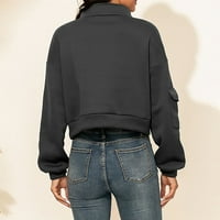 Duks bez kapuljača za žensku jaknu Girl Japanski džemper Djevojka Pulover patentni zatvarač gornje džep