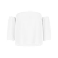 Vrhovi za skrivanje trbuha za žensku majicu s kratkim rukavima s gamašima Trendy Jedno ramenu bluza