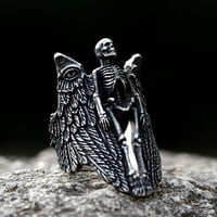 Kućni kostur od nehrđajućeg čelika sa anđeoskim krilima GOTHIČKI STILNI IZJAVA Nakit za muškarce i žene