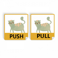 Slatka cyan mačka životinjski akvalizor push push low na vratima vinilnih naljepnica trgovina