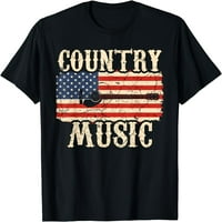 Država Music Retro Vintage Guitar Američka zastava Majica Crni medij