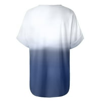 PXIAKGY T majice za žene Ženske ležerne ljetne vrhove cvjetni kratki rukav V izrez T majica tiskana