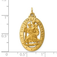 Čvrsti 14K žuti zlatni katolički zaštitnik Saint Christopher Medalja Privjesak šarm