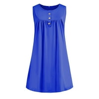 Haljine za žene ženske a-line bez rukava od vratnih kratkih kratkih casual moda A-line haljine plavi