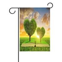Popcreation Book sa drvenom Garden Flag Green Grass vanjska zastava Naslovna zabava