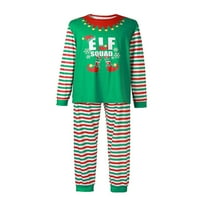 Božićna porodična set u Velikoj Britaniji Elf kostim zeleni PJs Božićni eksklas PJS Xmas Stripe Okrugla