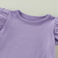 Novorođena dječja djevojka majica za letenje Ležerne ruffle tee pune boje