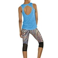 Plavi spremnici za žetvu za žene Yoga Activeweward Workout Otvoreni leđa Fitness Racerback Rezervoari