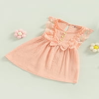 Biayxms novorođenčad novorođene haljine za djevojčice, bez rukava CREW CACT čipka patchwork bowknot