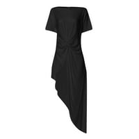 Bazyrey ženske vrhove Dressy casual labav solid chemise ženski okrugli vrat kratkih rukava Black XL