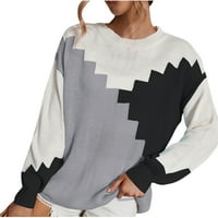 Buigttklop Vrijeme i TRU džemperi za žene čišćenje Ženska kontrast ubode dugi ležerni pulover, džemper
