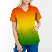 Aoochasliy ženske vrhove ljetne ponude Košulje s kratkim rukavima V-izrez Košulje Radna uniforma Tie-boje