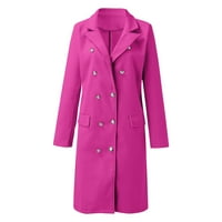 kaput za žene ženska vuna tanka kaput jakna dame vitke duge odjeće za obnovu od kaputa za ženske jakne kapute vruće ružičaste + l