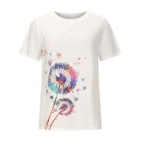 Ženske modne cvjetne tiskane majice Ljeto Ženski posada vrata plus veličina T majica Labavi kratki rukovi