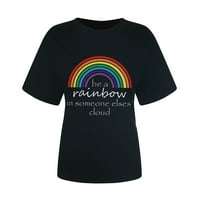 Bvanrty Ženske ljetne košulje Rainbow Grafičke mase Comfy vrhovi Ležerne prilike Crew vrat Vintage Osnovni