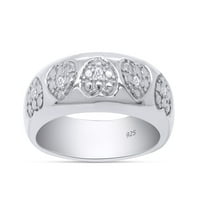 0. Carat okrugli rez bijeli prirodni dijamantski vjenčani prsten za naglašavanje srca u 14k bijelo zlato