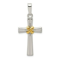 Bijeli sterling srebrni šarm privjesak i zlatni polirani latinski križ