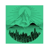 Sunset Mountain Muške Kelly Green Graphic Tee - Dizajn od strane ljudi XL