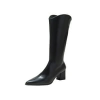 Woobling Wople Visoki čizmi koljena High Western Boots širene nožne zimske cipele Ženske modne Chunky