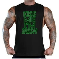 Muškarci me poljubi me Ja sam irska crna duboka rezana majica TOP 3x-velika crna