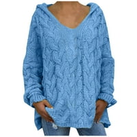 Prevelizirani džemperi za žene labave plus veličine pune boje kapuljače dugih rukava na vrhu džemper
