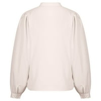 Boriu ženske košulje s dugim rukavima Klasična gumba Čvrsta boja Šifon labavi tunički vrhovi bluze