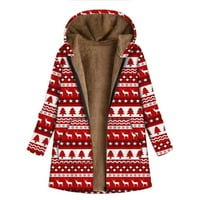 Žene plus veličine Kaputi i jakne Jesen zimski kaputi Ležerni veliki božićni print h s kapuljačnim rukavima
