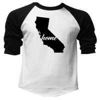 Muška kuća Kalifornija Karta V Bijela crna Raglan Baseball majica 2x-Large