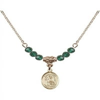 Ogrlica sa pozlaćenom zlatom Hamilton sa zelenim majskim mjesecom rođenja Kamene perle i sveti John