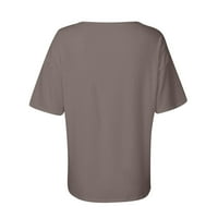 Ženske košulje Žene Modni Ležerne prilike V Vrući pulover kratkih rukava Pulover T košulje Grey XXL