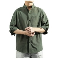 Ležerni pola posteljina pamučna rukava Muška košulja od sila majica za majicu Majica MUNS majica dugih