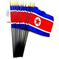 Bo O-Severna Koreja 4 X6 minijaturni stolni i stolni zastava; Američki izrađeni male mini korejske zastava