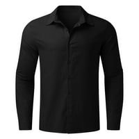 Muška majica Ležerne prilike ljetne pamučne posteljine Solid Plus Size labav odvojite majice s dugim rukavima za muškarce
