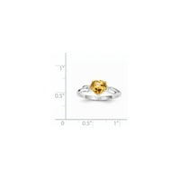14k bijeli zlatni real dijamantski i citrinski prsten od srca