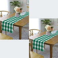 Lushomes Buffalo provjerava pamučnu stolu trkača ,, Farmhouse stil, 13x72in, zelena bijela
