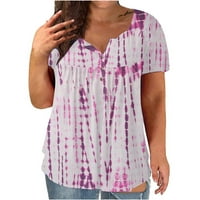 Cleariance Women's Plus Veličina Moda Tie-dye kratki rukav V-izrez Majica Casual Labavi montažni majica