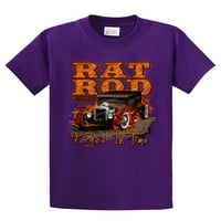Rat Rod TEE majica štakor sa plamenom kovani na vreme HITROD Racing garaža Mehaničar Retro Classic Tee Košulja-Purple-XXL