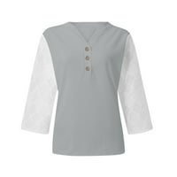 Apepal Women plus veličina vrhova ženske košulje Henley majice majice s majicom za žene svijetlo siva