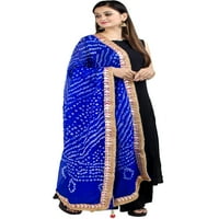 Chandrakala ženski indijski kraljevski plavi bendhej šifon dugačak šal dugi kraff chunni, slobodna veličina