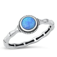 Vaše Boja Fancy Bali Blue Simulirani Opal Ring. Sterling srebrni bend CZ ženski veličine 8