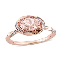 1. Carat morgatitni vrtložni prsten u 10K ružičastog ružičastog zlata s dijamantima