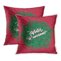 Zima je fenomenalno akvarel i slova s ​​mastilom božićnog ljubičastog jastuka jastučni jastuk na poklopcu